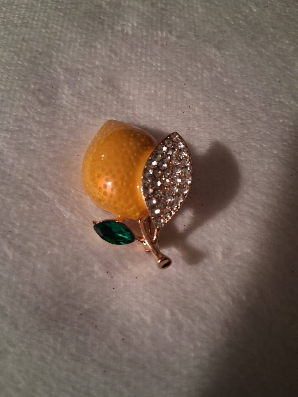 Yellow Lemon Crystal Leaf Brooch - Women Jewelry
